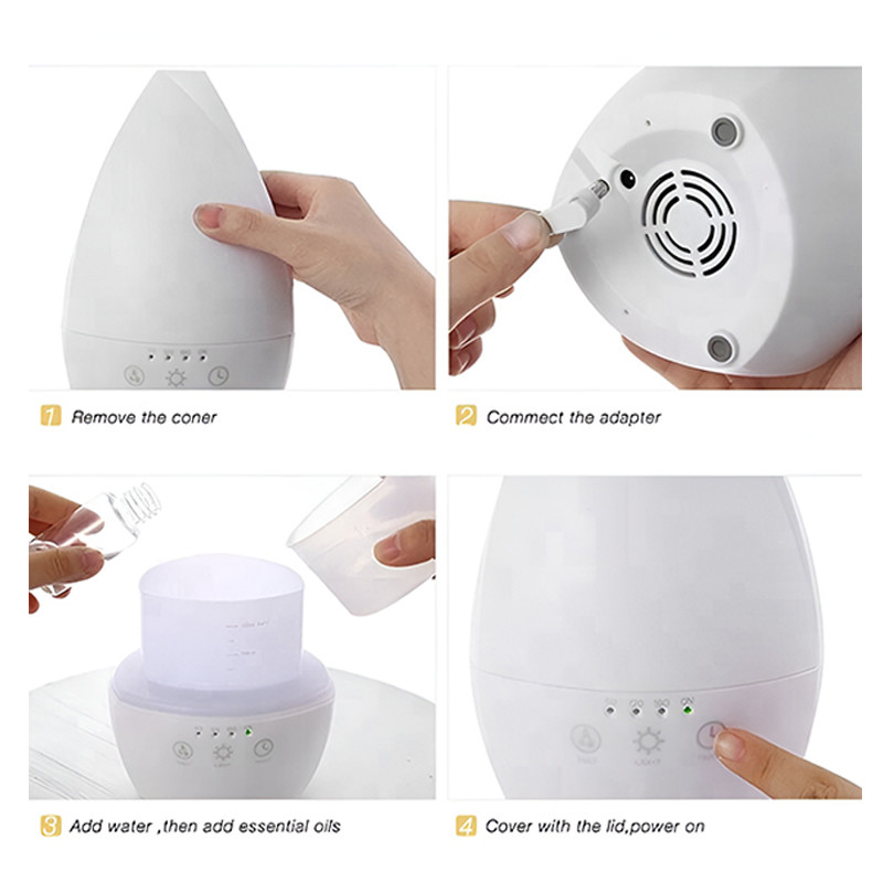 Home Umidificatore d'aria portatile ad ultrasuoni Diffusore di olio essenziale con luce notturna per camera da letto