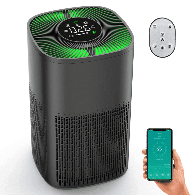 Purificatore d'aria WiFi desktop HEPA con luce a LED tricolore