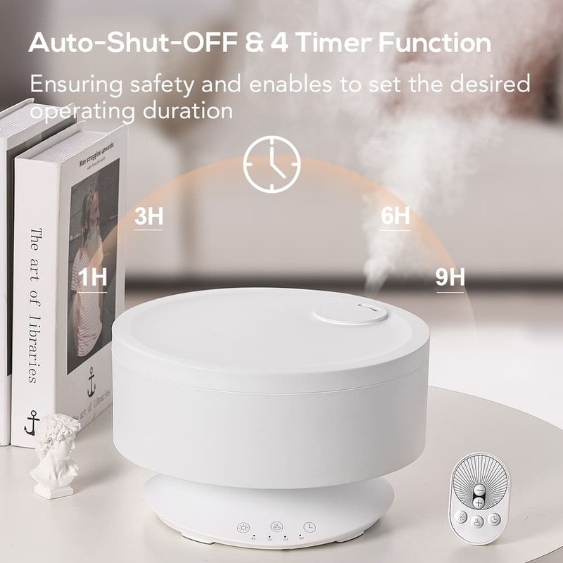 1Umidificatore d'aria a nebbia fresca portabile per la casa da 6L con luce notturna e diffusore di aroma di olio essenziale